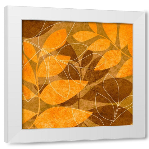 Orange Leaves I White Modern Wood Framed Art Print by Emery, Kristin