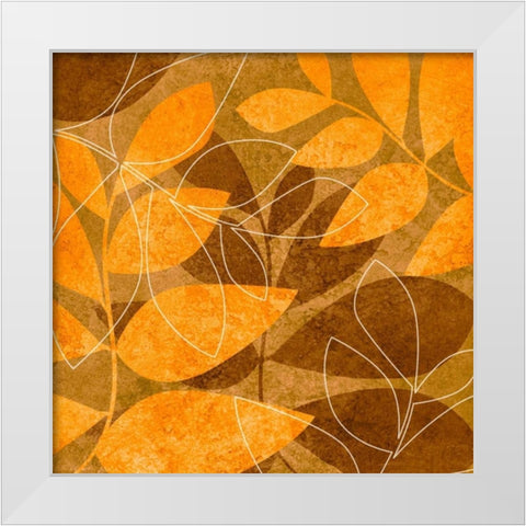 Orange Leaves I White Modern Wood Framed Art Print by Emery, Kristin