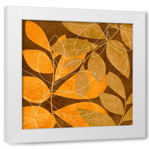 Orange Leaves II White Modern Wood Framed Art Print by Emery, Kristin