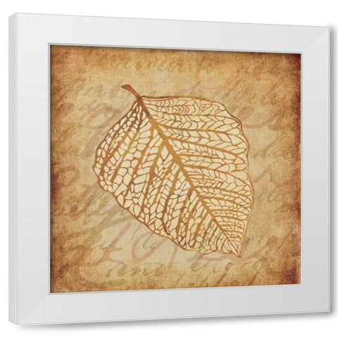Gold Leaves II White Modern Wood Framed Art Print by Emery, Kristin