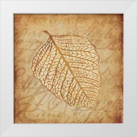 Gold Leaves II White Modern Wood Framed Art Print by Emery, Kristin