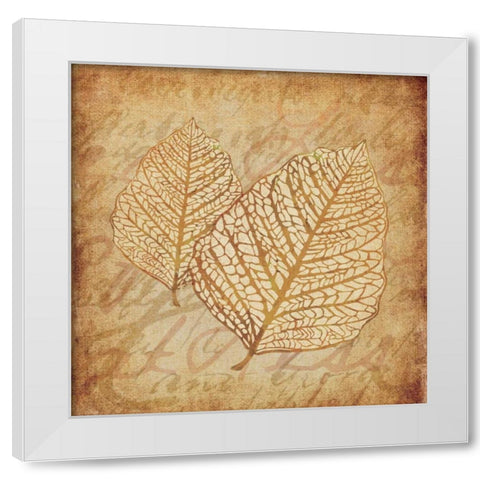 Gold Leaves III White Modern Wood Framed Art Print by Emery, Kristin