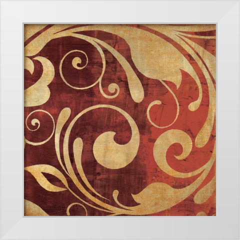 Red Gold Swirl White Modern Wood Framed Art Print by Emery, Kristin