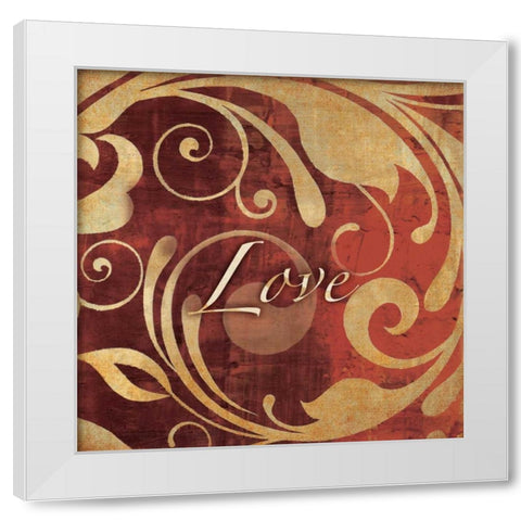 Red and Gold Love White Modern Wood Framed Art Print by Emery, Kristin