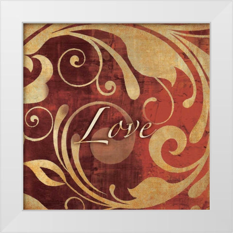Red and Gold Love White Modern Wood Framed Art Print by Emery, Kristin