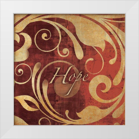 Red and Gold Hope White Modern Wood Framed Art Print by Emery, Kristin