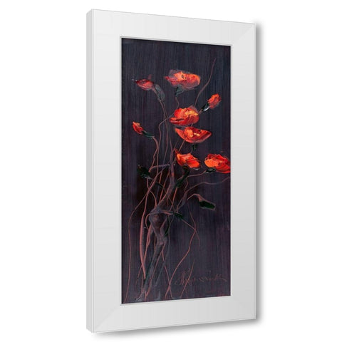 Poppies Trip1 White Modern Wood Framed Art Print by Kruk