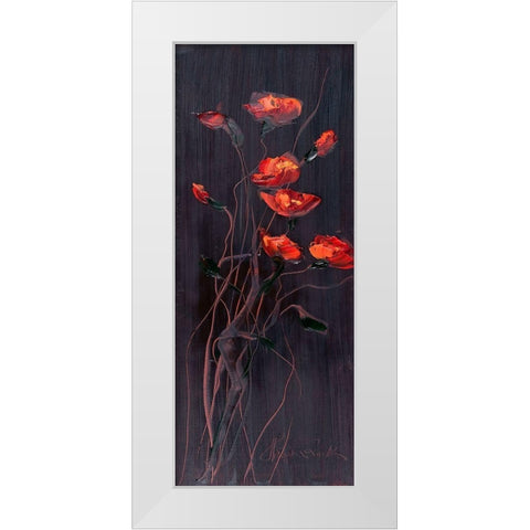 Poppies Trip1 White Modern Wood Framed Art Print by Kruk