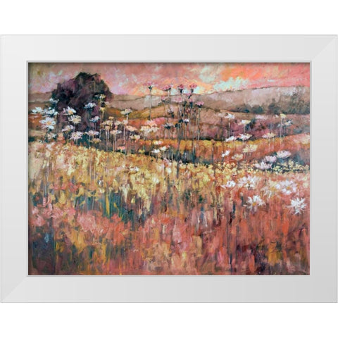 Sunrise Over The Wildflowers White Modern Wood Framed Art Print by Kruk