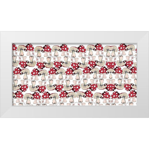 Crowd Of Mushrooms 1 White Modern Wood Framed Art Print by Elizabeth, Sara