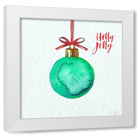 Holly Jolly Ornament White Modern Wood Framed Art Print by Elizabeth, Sara