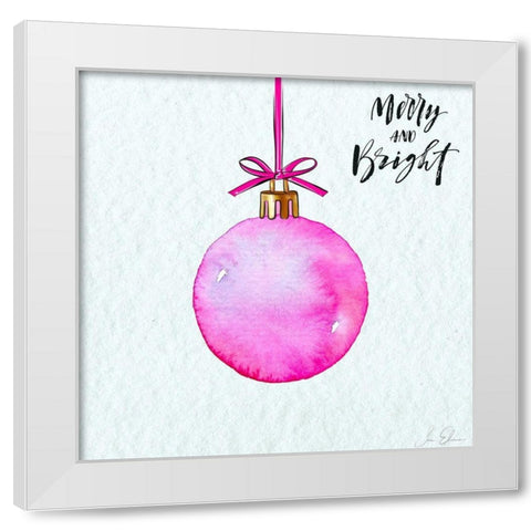 Merry and Bright Ornament White Modern Wood Framed Art Print by Elizabeth, Sara