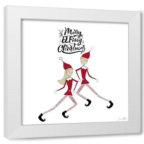 Merry Elfing Christmas 2 White Modern Wood Framed Art Print by Elizabeth, Sara
