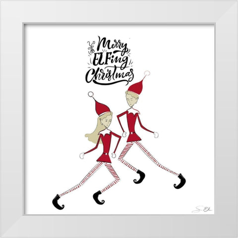 Merry Elfing Christmas 2 White Modern Wood Framed Art Print by Elizabeth, Sara
