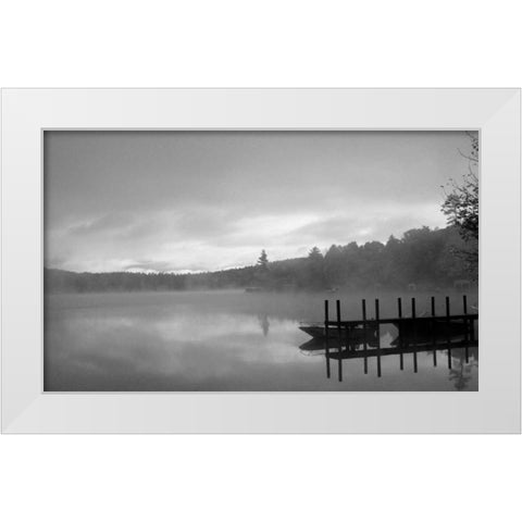 On The Dock BW White Modern Wood Framed Art Print by Grey, Jace