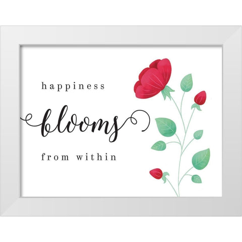 Happiness Blooms From Within White Modern Wood Framed Art Print by McFarland, Leslie