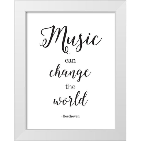 Music Can Change  the World White Modern Wood Framed Art Print by McFarland, Leslie