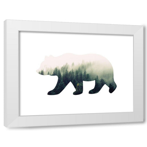 Bear Silhouette 1 White Modern Wood Framed Art Print by McFarland, Leslie