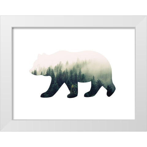 Bear Silhouette 1 White Modern Wood Framed Art Print by McFarland, Leslie