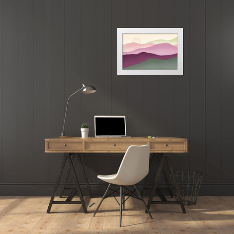 Colorful Mountains 1 White Modern Wood Framed Art Print by McFarland, Leslie