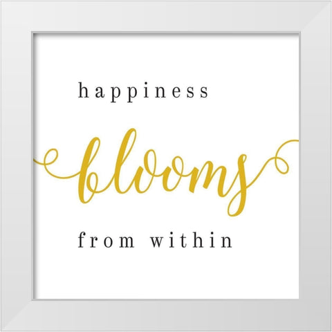 Happiness Blooms From Within White Modern Wood Framed Art Print by Villa, Milli