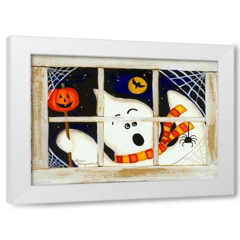 BOO White Modern Wood Framed Art Print by Korsgaden, Laurie