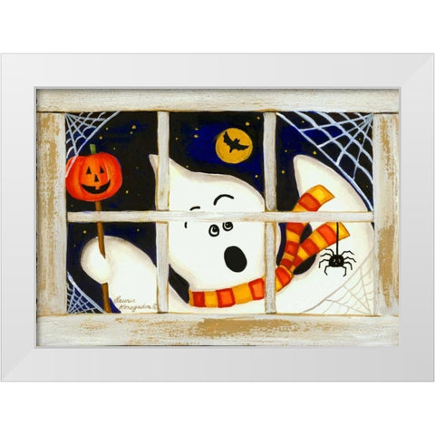 BOO White Modern Wood Framed Art Print by Korsgaden, Laurie