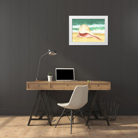 Seashell I White Modern Wood Framed Art Print by Korsgaden, Laurie