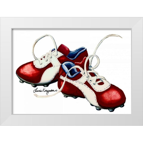 Cleats White Modern Wood Framed Art Print by Korsgaden, Laurie