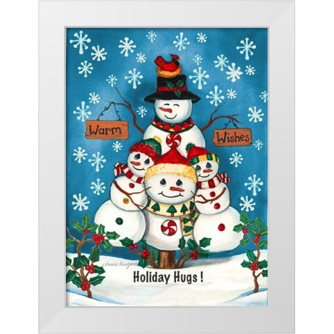 Holiday Hugs White Modern Wood Framed Art Print by Korsgaden, Laurie