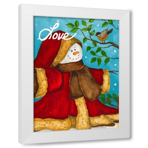 Snowman Love White Modern Wood Framed Art Print by Korsgaden, Laurie