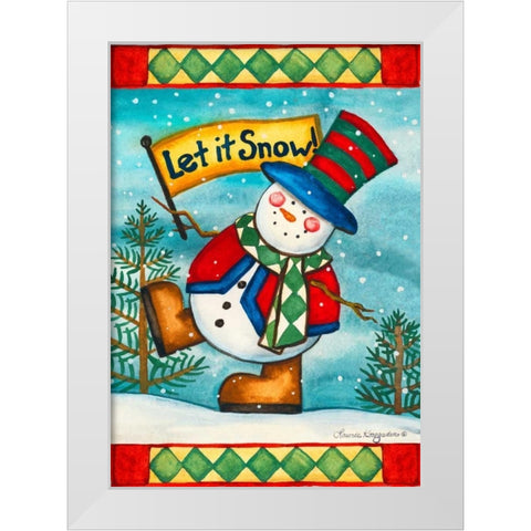Let it Snow Flag White Modern Wood Framed Art Print by Korsgaden, Laurie