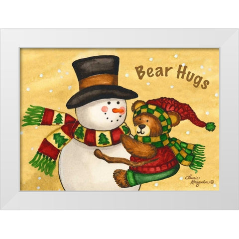 Bear Hugs White Modern Wood Framed Art Print by Korsgaden, Laurie