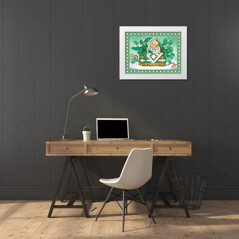 Festive Cat White Modern Wood Framed Art Print by Korsgaden, Laurie