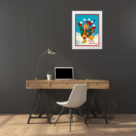 Happy Holidays White Modern Wood Framed Art Print by Korsgaden, Laurie