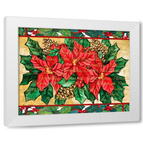 Poinsettas White Modern Wood Framed Art Print by Korsgaden, Laurie