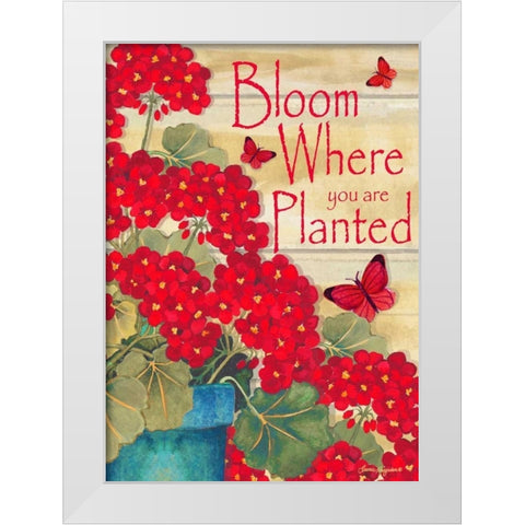 Bloom Where You Are Planted White Modern Wood Framed Art Print by Korsgaden, Laurie