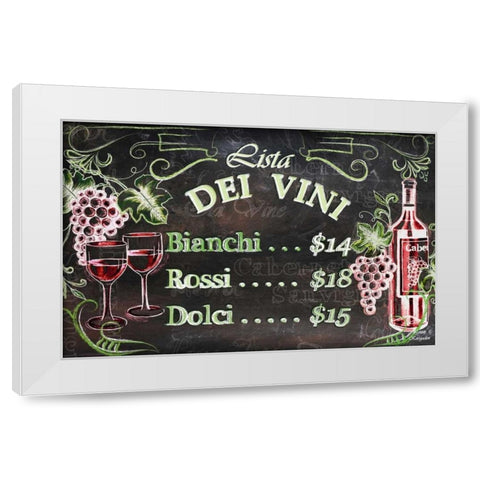 Vino and Grapes Chalkboard Menu White Modern Wood Framed Art Print by Korsgaden, Laurie