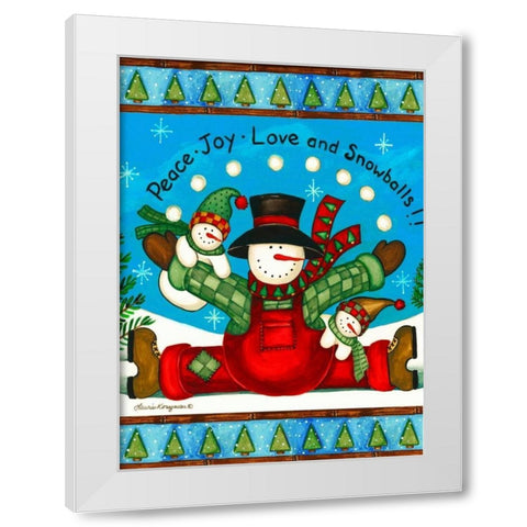 Love And Snowballs White Modern Wood Framed Art Print by Korsgaden, Laurie