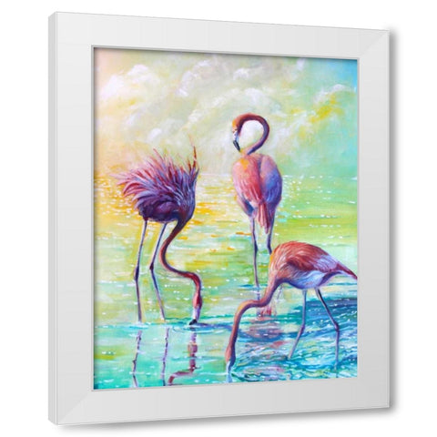Flamingo Family 1 White Modern Wood Framed Art Print by Colberg, Lisa