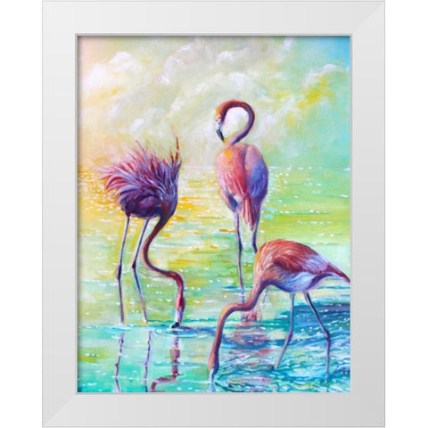 Flamingo Family 1 White Modern Wood Framed Art Print by Colberg, Lisa