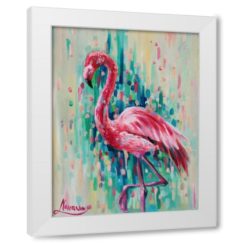 Flamingo Pose 1 White Modern Wood Framed Art Print by Colberg, Lisa