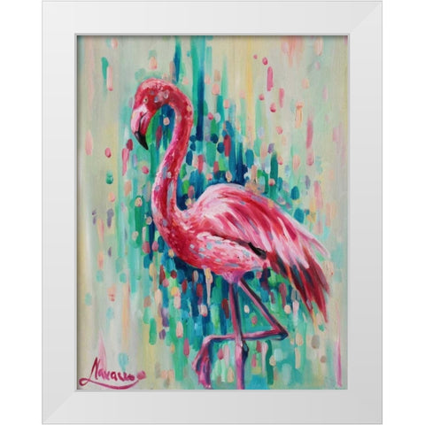 Flamingo Pose 1 White Modern Wood Framed Art Print by Colberg, Lisa