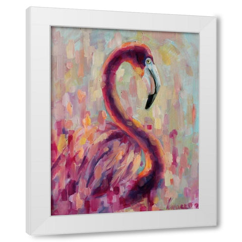 Flamingo Bliss 1 White Modern Wood Framed Art Print by Colberg, Lisa