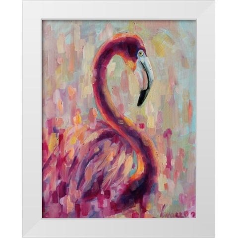 Flamingo Bliss 1 White Modern Wood Framed Art Print by Colberg, Lisa