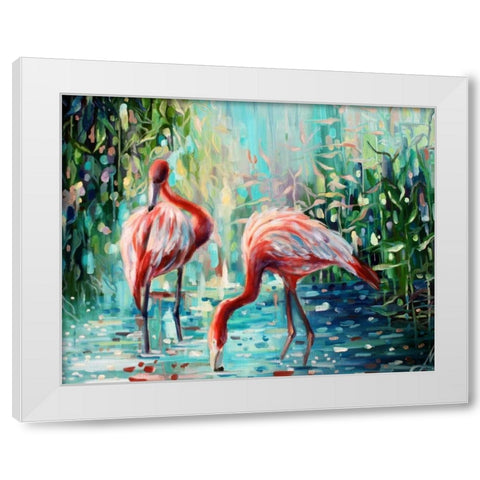 Flamingos Delight 1 White Modern Wood Framed Art Print by Colberg, Lisa