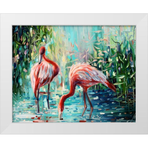 Flamingos Delight 1 White Modern Wood Framed Art Print by Colberg, Lisa
