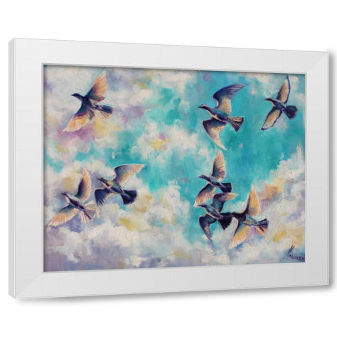 Birds 1 White Modern Wood Framed Art Print by Colberg, Lisa