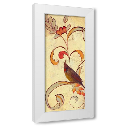 Bird Vine Panel 2 White Modern Wood Framed Art Print by Rossi, Lorraine