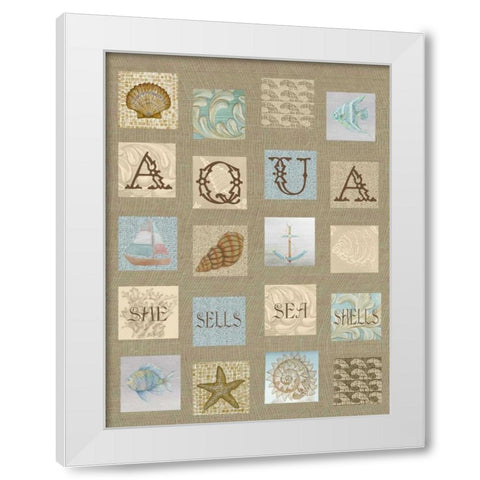 Aqua Tiles White Modern Wood Framed Art Print by Rossi, Lorraine